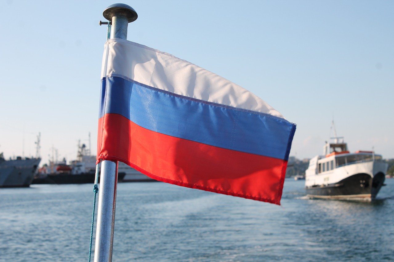 Russian Flag On A boat